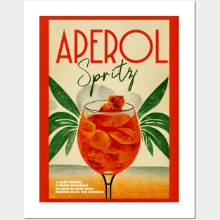 Retro Aperol Spritz Poster Tropic Homebar, Kitchen Bar Prints, Vintage Drinks, Recipe, Wall Art Posters and Art